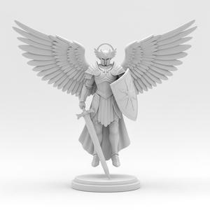 Majestic Winged Guardian Figure 3D Print – Celestial Fantasy Warrior Statue for Tabletop & Decor