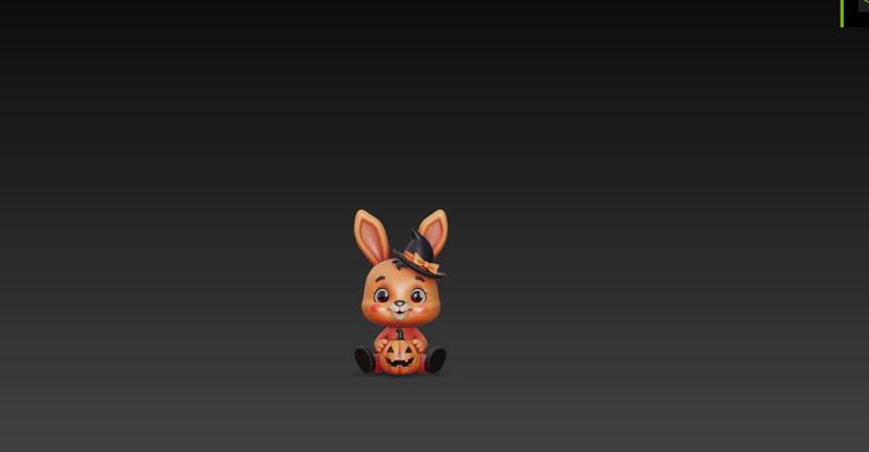 Cute Halloween Bunny with Witch Hat – 3D Printable Model