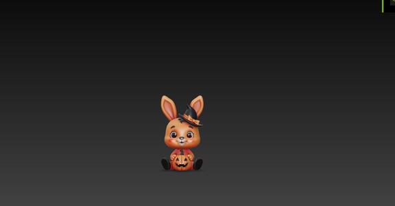 Cute Halloween Bunny with Witch Hat – 3D Printable Model