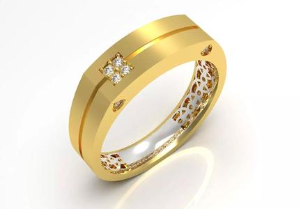 Man Two-Tone Gold STL Ring Model mr0245