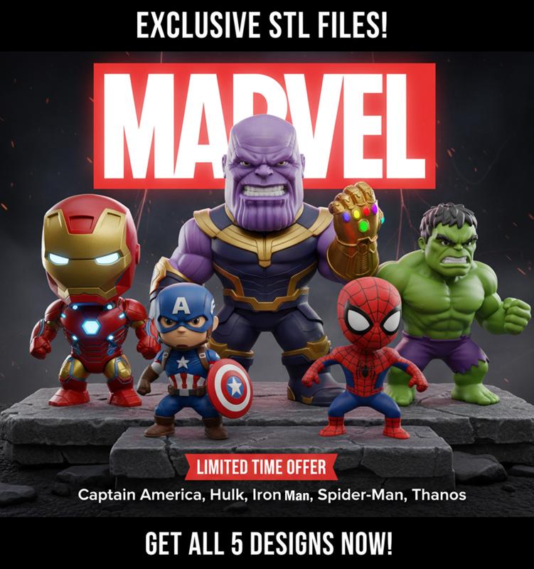 5 Marvel heroes toys package