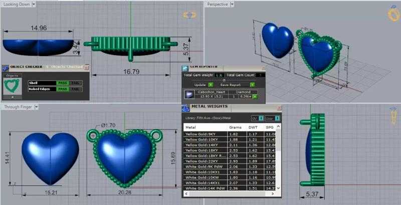 Yellow Gold Heart 3dm stl Pendant Heart Cut Stone Model gp0473