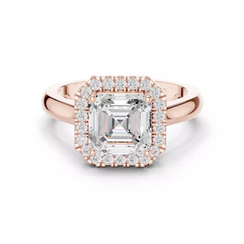 2Ct Asscher Cut Halo Diamond Engagement Ring 3DM STL Video