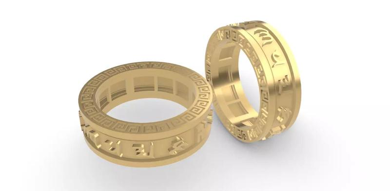 0279 Tibetan Om Mani Padme Hom Spin Ring