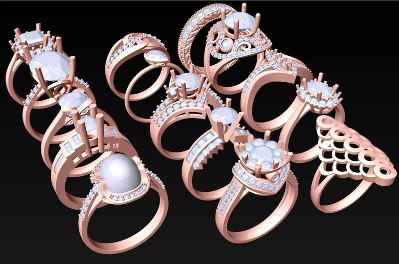 15  Womens Ring - Collection 3d Ring Jewellery Models bulk- AW23