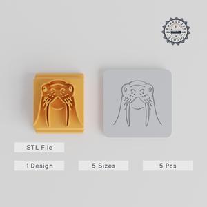 Walrus Stamp Tile Set, 5 Sizes, Perfect for Clay, Cookie & Fondant, Beach & Wildlife Motif, Animal Cute Collection