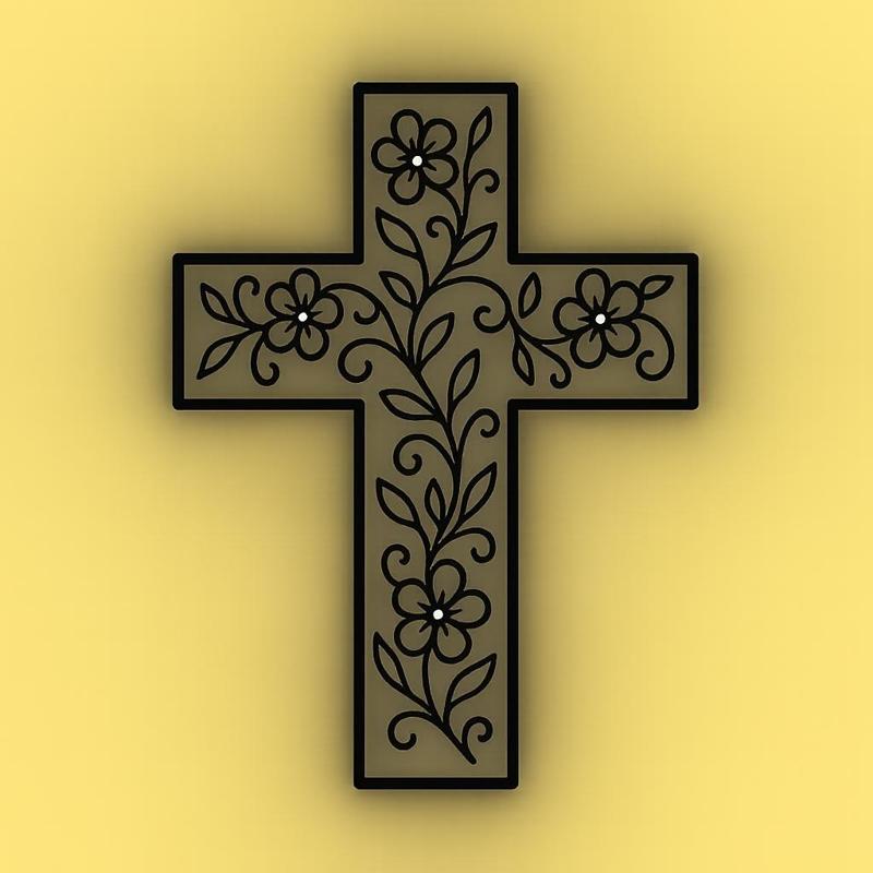 Floral cross cookie cutter stamp set