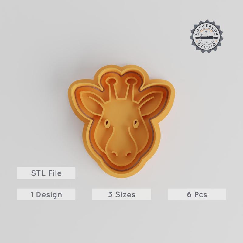Giraffe Cookie Cutter & Stamp Set, 6 Piece, Wildlife & Safari Theme, 3 Sizes for Fondant & Dough