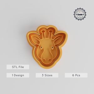 Giraffe Cookie Cutter & Stamp Set, 6 Piece, Wildlife & Safari Theme, 3 Sizes for Fondant & Dough