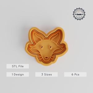 Fox Shape Cutter & Stamp, Cookie & Fondant Tool, 3 Sizes, Wildlife Animal Design
