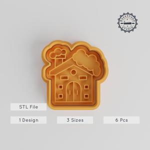 Cabin Cookie Cutter & Stamp Set, 3 Sizes, Woodland Holiday Home, Perfect for Fondant & Baking