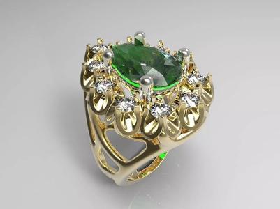 ring with diamonds and emeralds