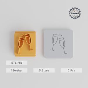 Cheers Stamp Tile Collection, 5 Design Sizes, Perfect for Clay, Cookies & Fondant