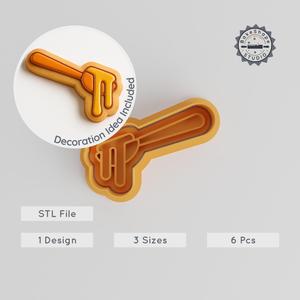 Honey Shape Cutter & Stamp Set, Perfect for Cookies & Fondant, 6-Piece with S/M/L Sizes