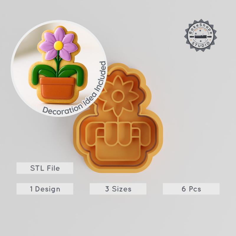 Orchid Flower Shape Cutter & Stamp Set, Perfect for Cookies & Fondant, Includes 3 Sizes (S/M/L), 6-Piece Collection