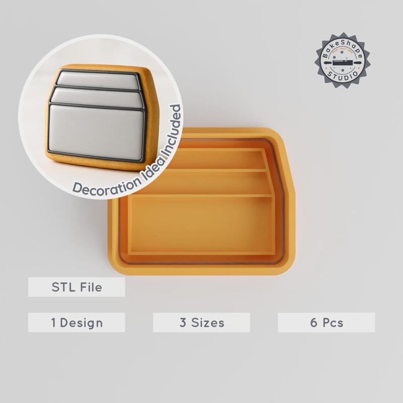 Box Shape Cutter & Stamp, Cookie & Fondant Tool Set, 6 Pieces, 3 Sizes: S/M/L