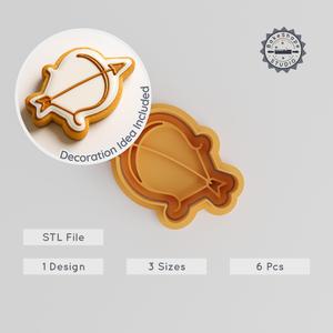 Sagittarius Zodiac Shape Cutter & Stamp Set, Cookies & Fondant, Astrology Archer, 3 Sizes, 6pcs, Star Sign Design