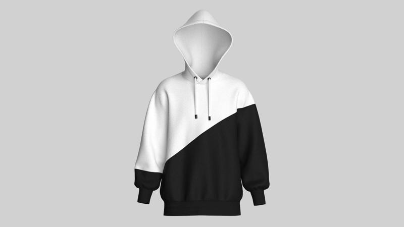 Mens Black And White Hoodie   | Marvelous / Clo3d / obj / fbx