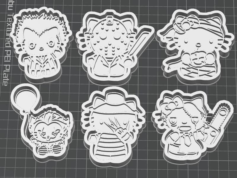 Pack 6 cutters Kitty Terror Halloween STL - Cookie Molds and 3D Crafts Volume 2