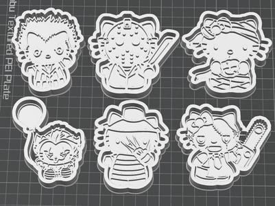 Pack 6 cutters Kitty Terror Halloween STL - Cookie Molds and 3D Crafts Volume 2