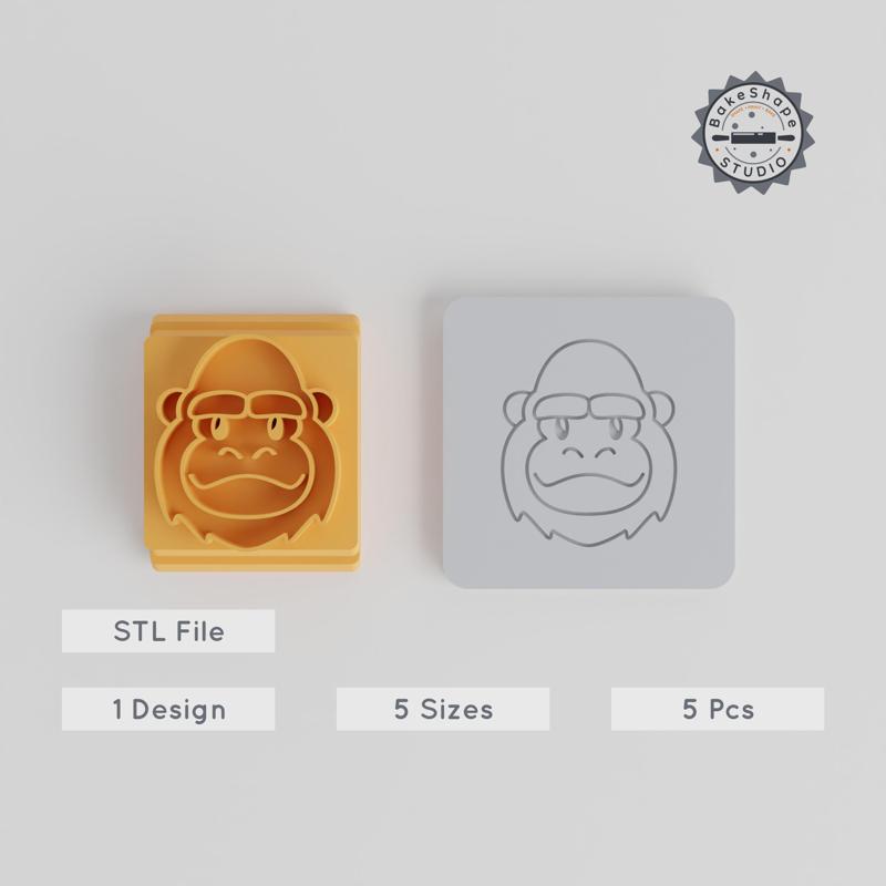Gorilla Stamp Tile Set, 20-40mm Sizes, Perfect for Clay, Cookies & Fondant, Wild Ape Primates Collection