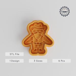 Cowboy Shape Cutter & Stamp Set, 6 Pc, Western Character, Cookies & Fondant, Small/Medium/Large Sizes, Halloween Theme