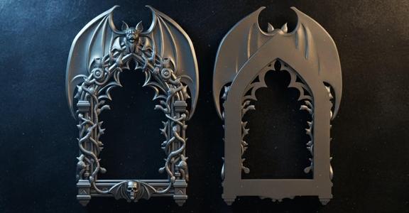 Gothic frame with bat