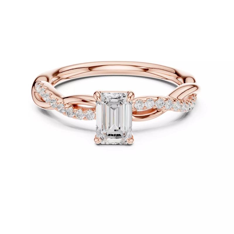 6x4mm Emerald Cut Diamond Twisted Wedding Ring 3DM STL Video