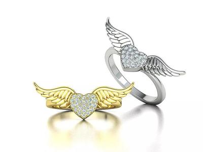 Angel Ring Wings and Heart Own design 3dprint model