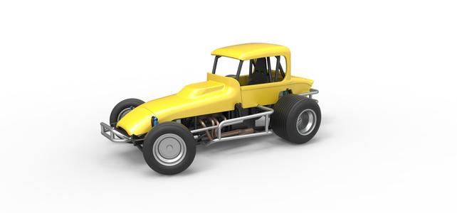 Vintage Sprint car while turning Version 2 Scale 1:25