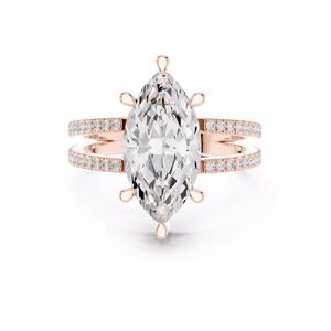 3CT Marquise Cut Hidden Halo Split Shank Woman Ring 3DM STLVideo