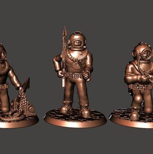 28mm Sci Fi Deep Sea Diver with Harpoon Gun & Knife