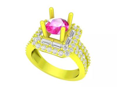 Halo Diamond Engagement Ring 3D Print Model A7124