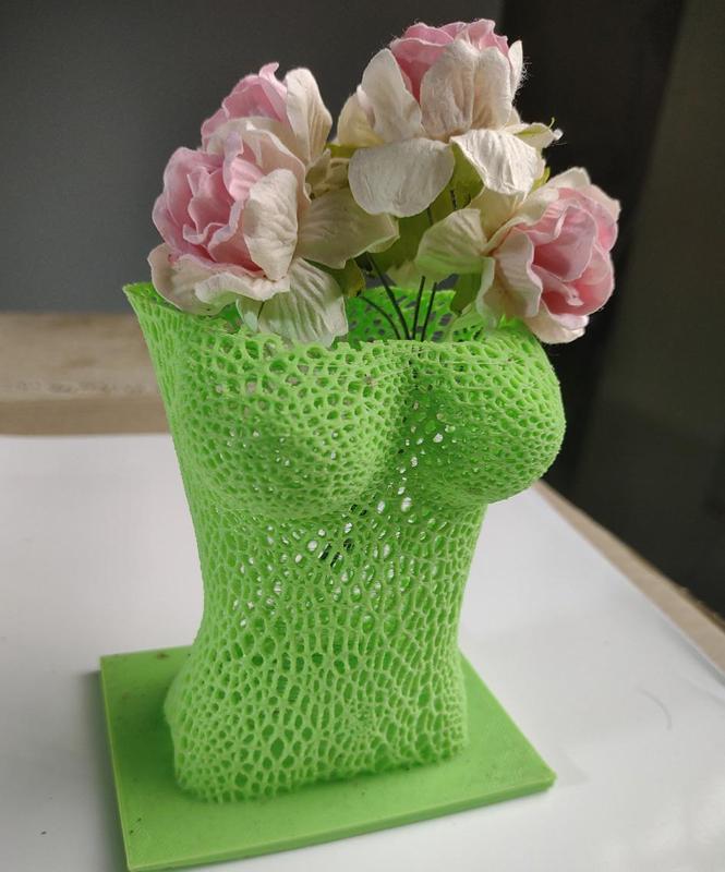 Female Torso Voronoi Vase Flower Pencil Holder Display