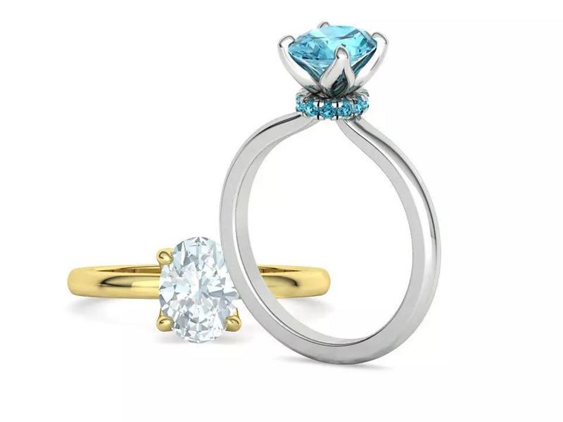 Solitaire Engagement Ring 8x6 Oval Stone with Under Halo