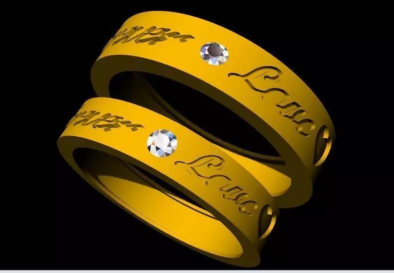 Solitaire Couple Band Ring 3dm file