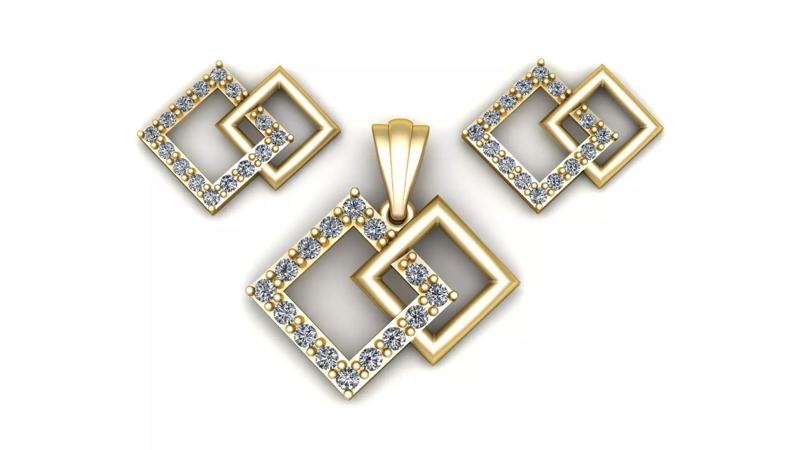 Women Fashion Square diamond Pendant 3d printable Model