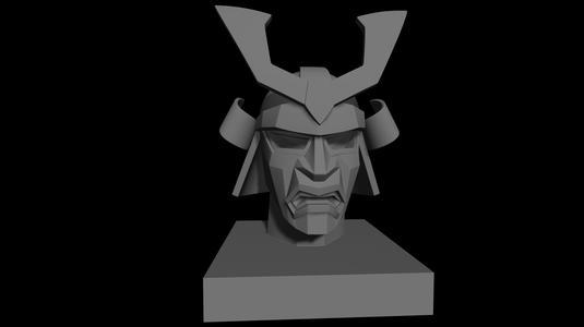 Samurai Kabuto Bust – Stylized Menpo Helmet Statue