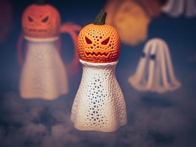 Halloween Pumpkin Ghost LED Cover