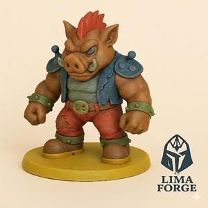 Turbo Tusk – 80s-Inspired Mutant Cyber-Boar Street Brawler 3D Print Model
