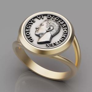 florin British coin Ring silver gold jewelry printable 3d model