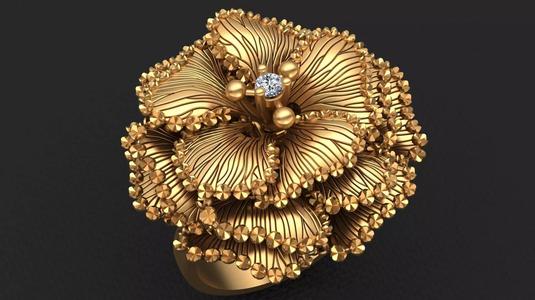 Flower Rose Gold Diamond Ring