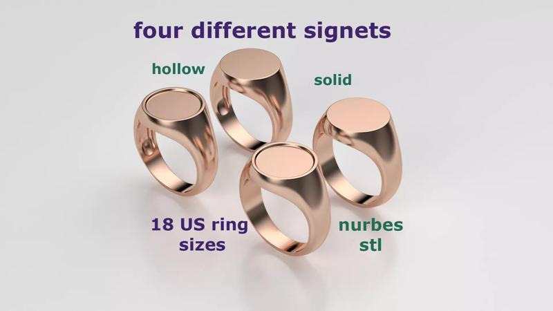 Four differents signet rings