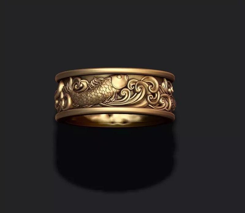 Fish and waves ring