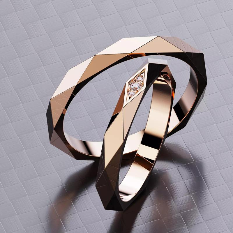 Facette Wedding Band Rings Style All Sizes Collection