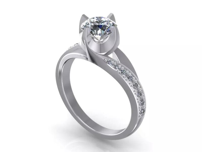 Engagement Ring  STL File Format ready For 3D Printing - CC63