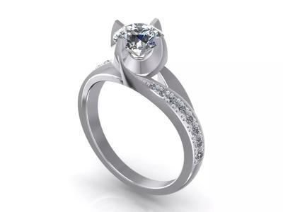 Engagement Ring  STL File Format ready For 3D Printing - CC63