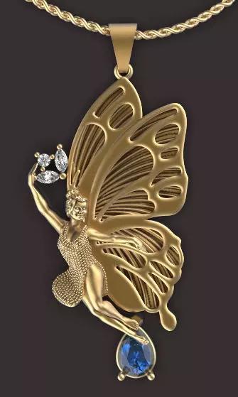 Angel pendante  Silver Gold  Print