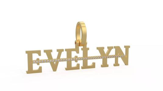 Model 1144 Evelyn Name Pendant Stripe Diamond