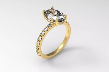 Engagement Ring with Oval and Hidden Halo